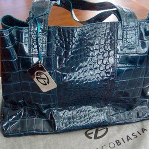 Francesco Biasia Patent Leather Handbag bag tote NEW WITH TAGS  Blue $198 ret.